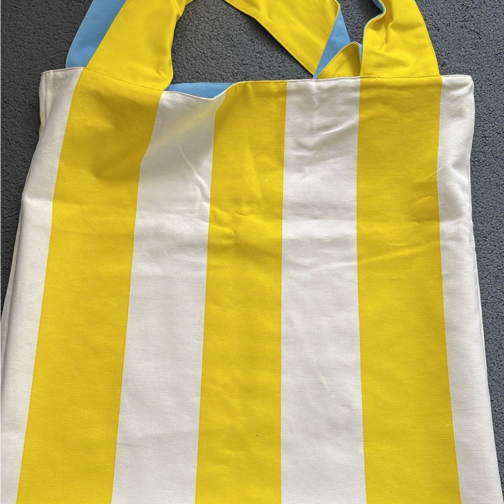 Striped Yellow and White Tote Bag
